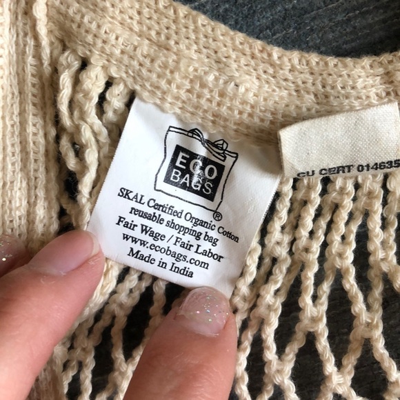 Eco Bags Go Green Sustainable Textile Boho Net Reusable Cotton Bag - Picture 5 of 9